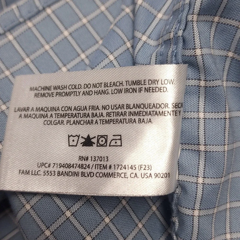 Banana Republic Dress Shirt Mens XL Blue Check Cotton Button Up 34/35